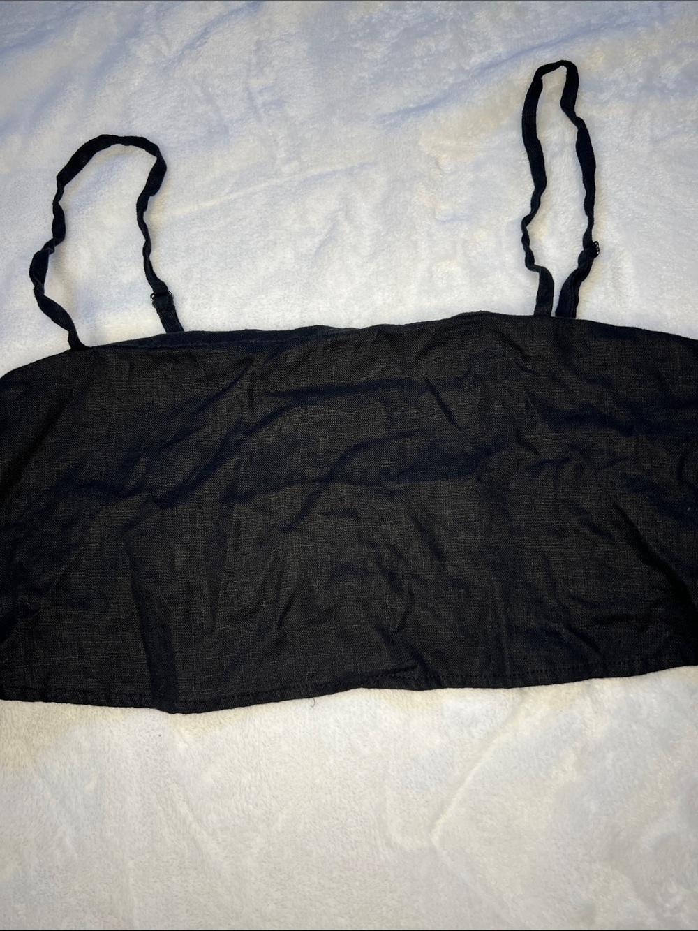 Reformation Black Square-Neck Cropped Camisole 100% Linen - Picture 3 of 7